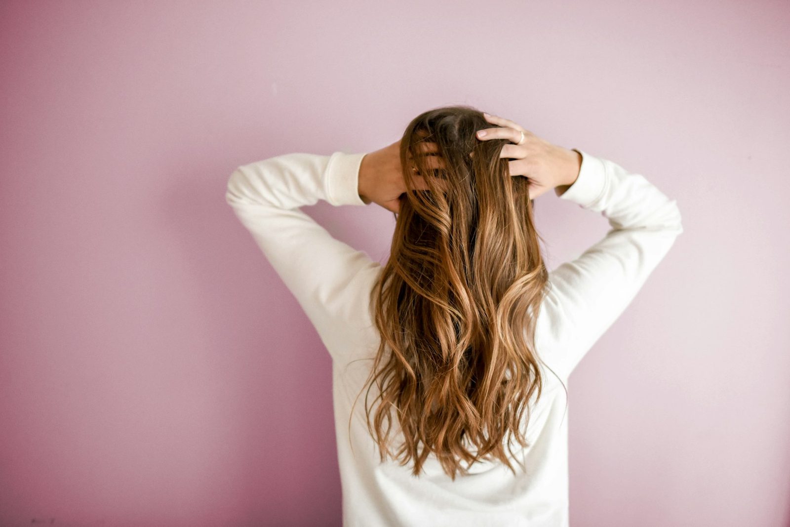 Long styled hair viewed from behind