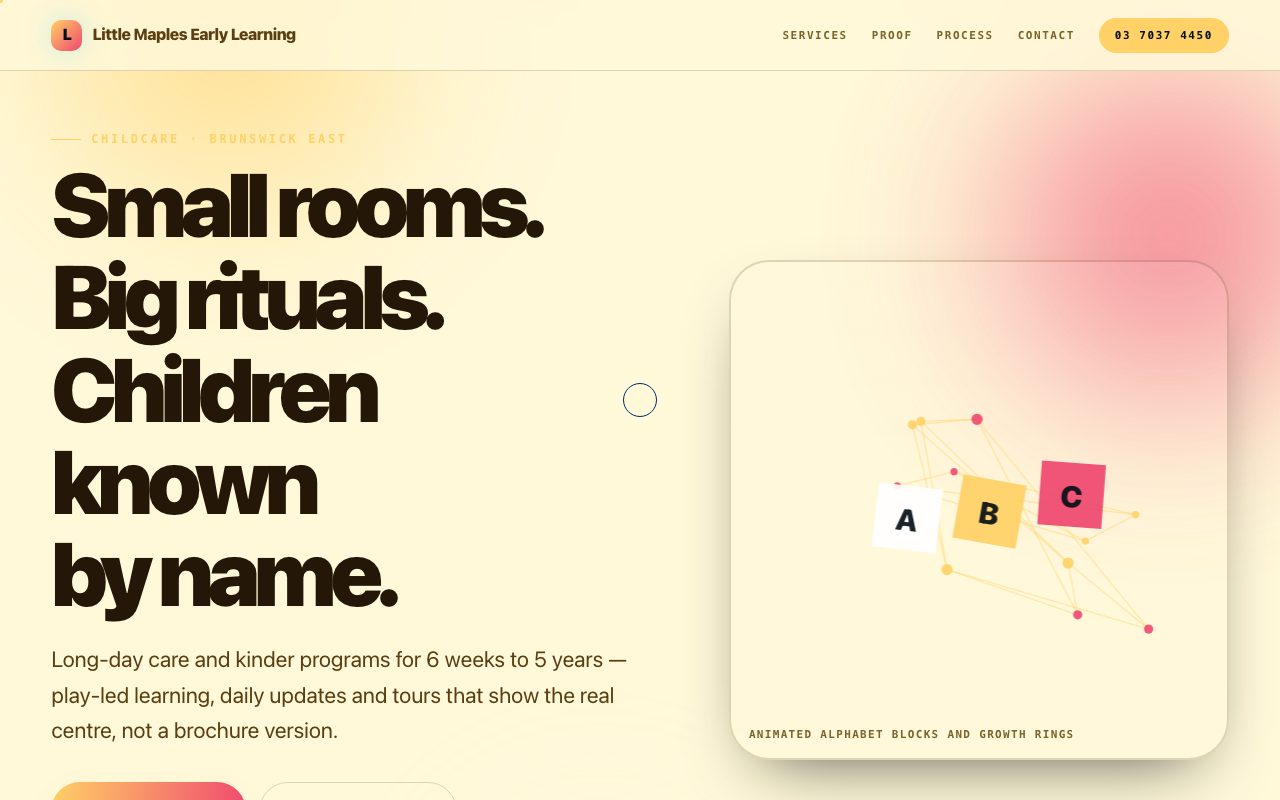 Demo website we built for a childcare centre — Little Maples Early Learning