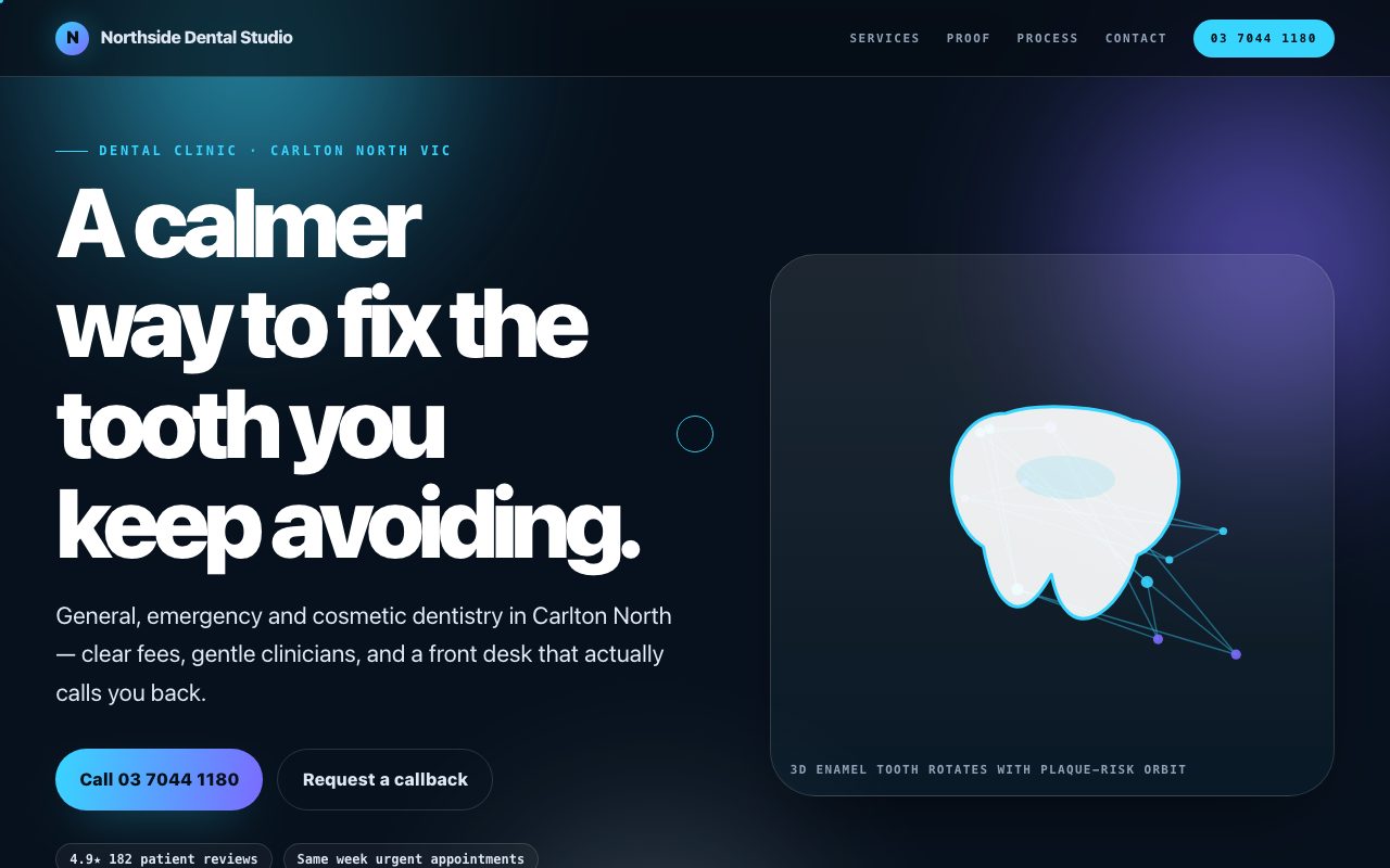 Demo website we built for a dental clinic — Northside Dental Studio