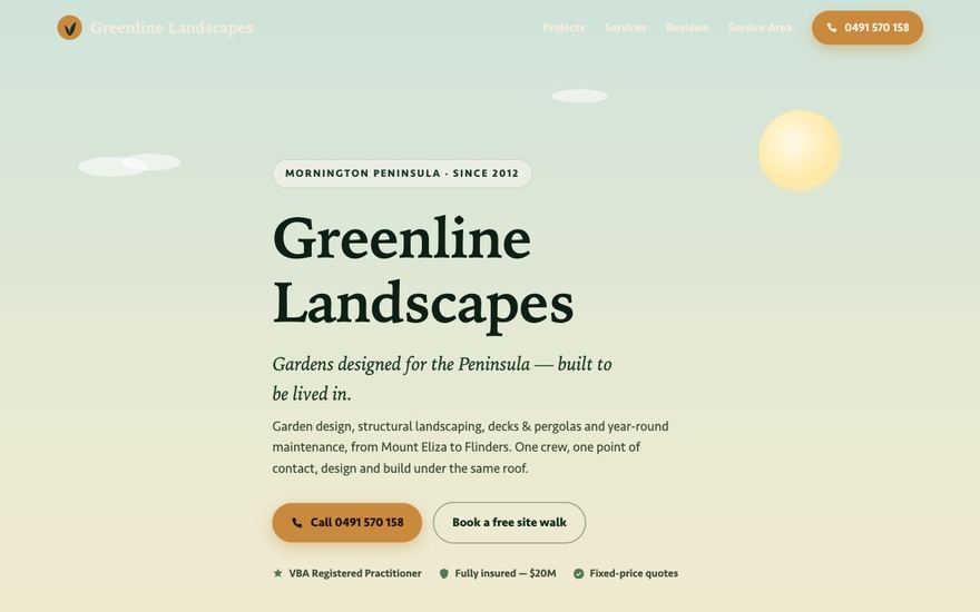 Demo website we built for a landscaping business — Greenline Landscapes