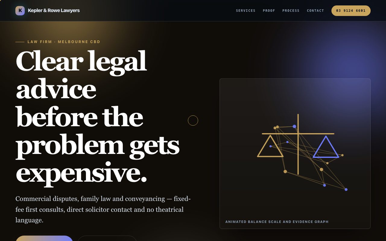 Demo website we built for a law firm — Kepler & Rowe Lawyers