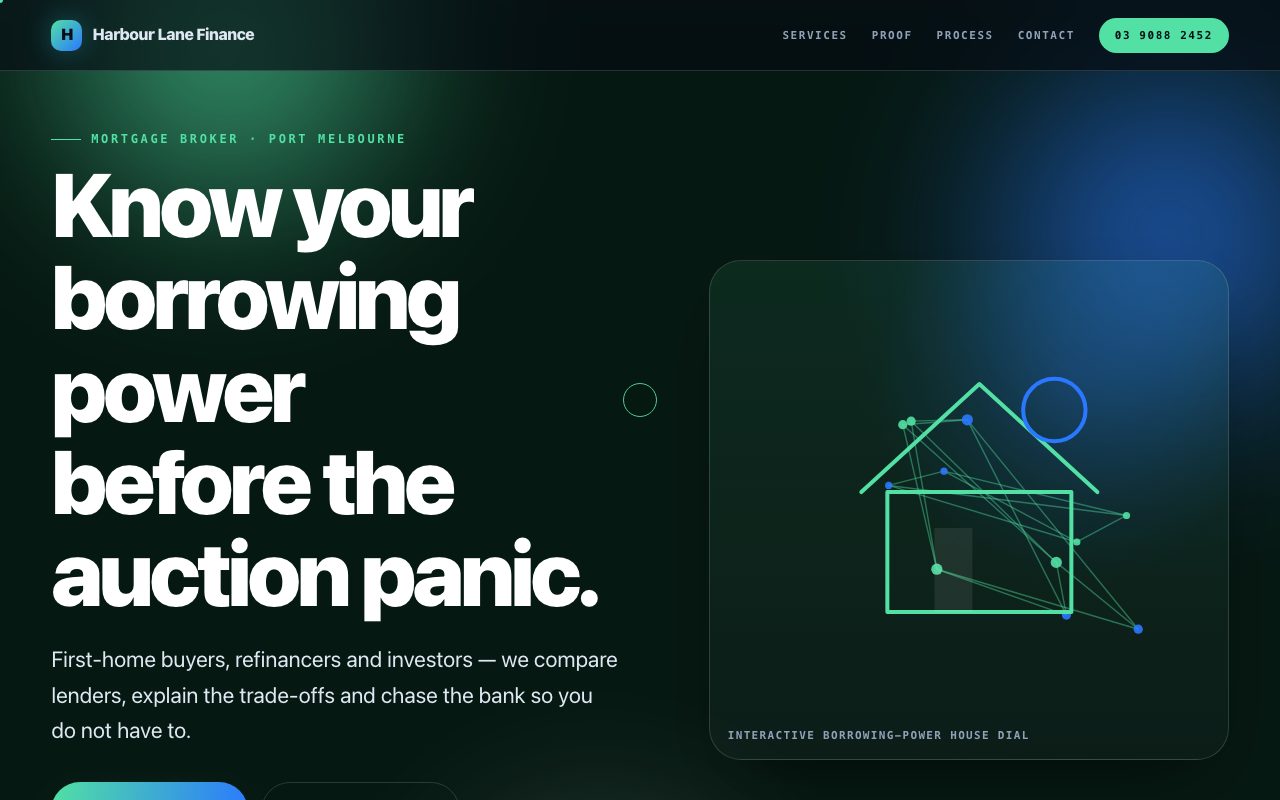 Demo website we built for a mortgage broker — Harbour Lane Finance
