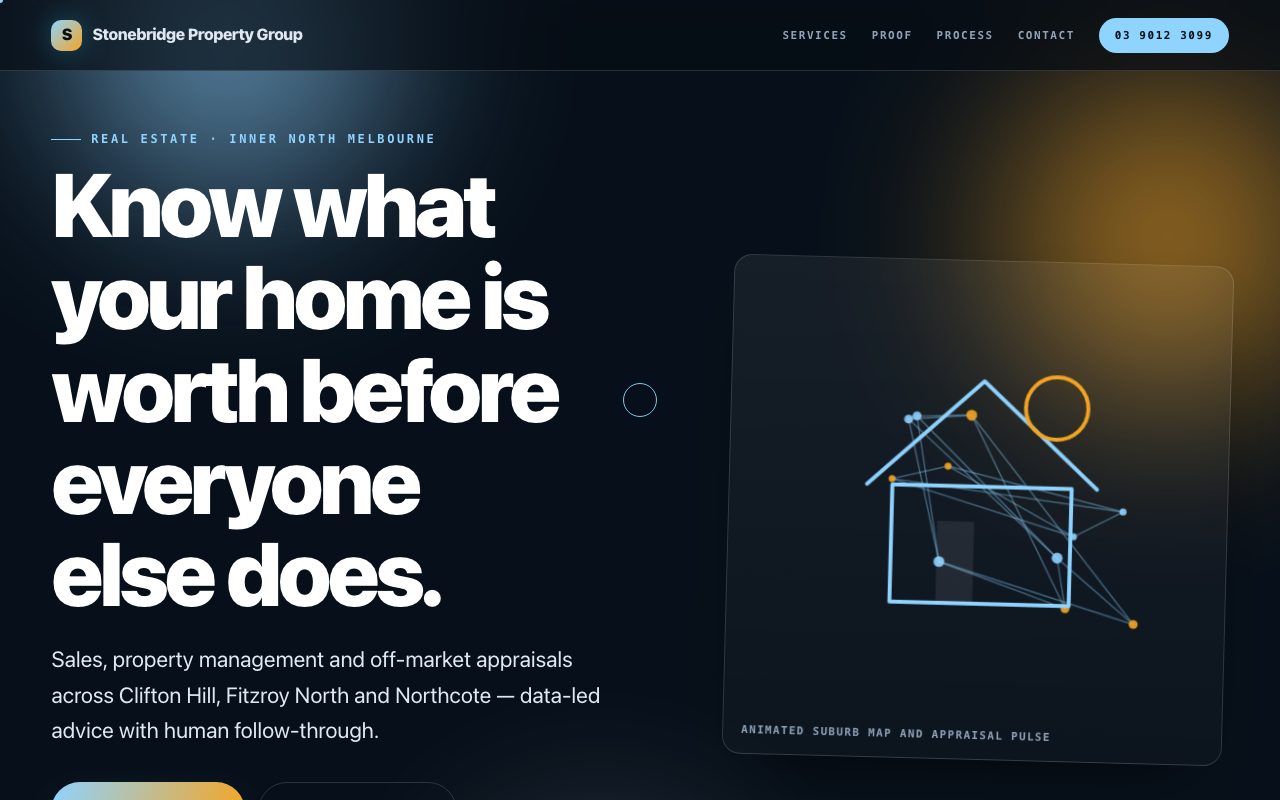 Demo website we built for a real estate agency — Stonebridge Property Group